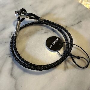 Pandora Moments Brown Braided Double Leather Bracelet Size 35CM
